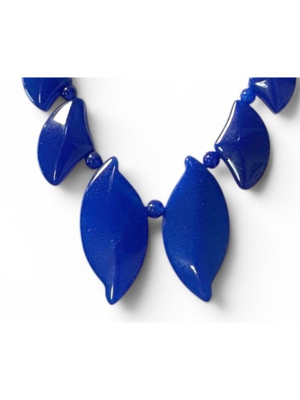 Original Art Deco CZECH Cobalt Blue Glass Drop NECKLACE - Picture 4 of 4